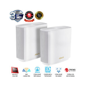 Bộ Mesh Wifi ASUS XT8 (W-2-PK) ZenWiFi 6 Chuẩn AX6600, 3 băng tần, AiProtection, Parental Control