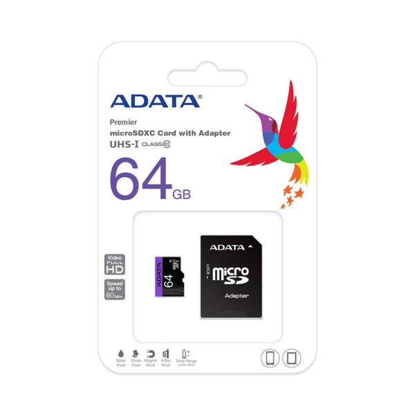 Thẻ nhớ 64GB ADATA UHS-I MICRO SD CLASS10 (AUSDX64GUICL10-RA1)