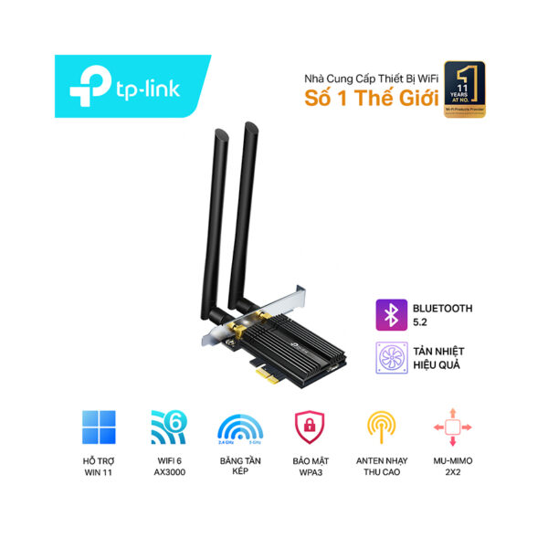 Card mạng không dây PCIe TP-Link Archer TX50E (Bluetooth 5.0 Wi-Fi 6 AX3000)