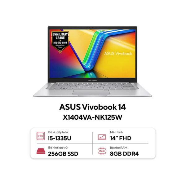 Laptop Asus X1404VA-NK125W (i5 1335U/8GB RAM/256GB SSD/14 FHD/Win11/Bạc)