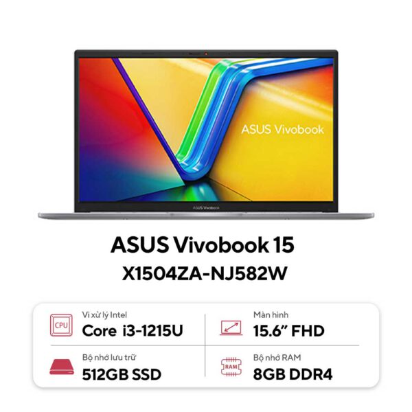 Laptop Asus VivoBook X1504ZA-NJ582W (i3 1215U/8GB RAM/512GB SSD/15.6 FHD/Win11/Bạc)