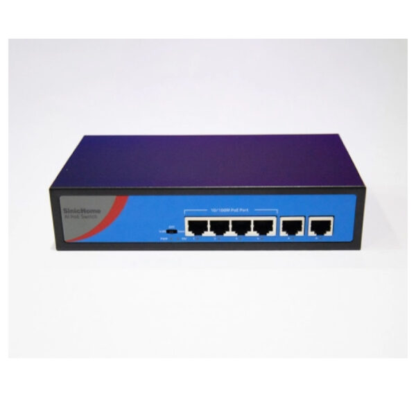 Switch POE SinicHomeSN-2104POE-Black/4 POE/ 2 uplink1000M/60W