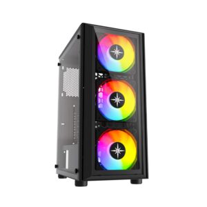 Vỏ case KENOO ESPORT K300 - 3F - Đen (ATX/Mid Tower/3 Quạt)