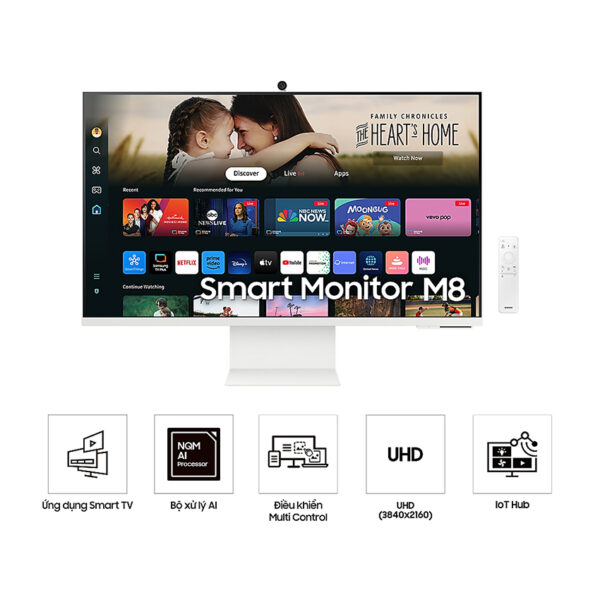 Màn hình Samsung Thông Minh M8 M80D LS32DM801UEXXV (32 inch/UHD/VA/60Hz/4ms/Loa/White)