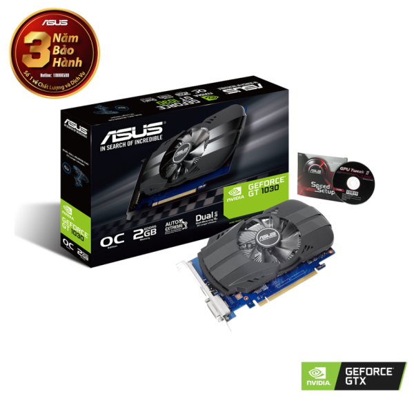 Card màn hình ASUS PH-GT1030-O2G (2GB GDDR5, 64-bit, DVI+HDMI)