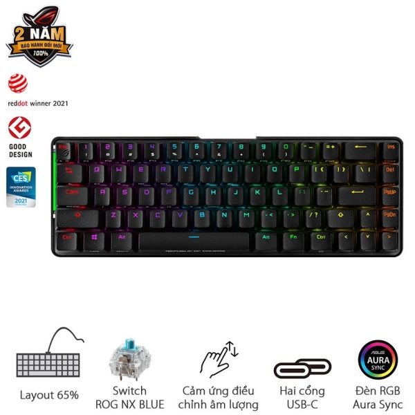 Bàn phím không dây Asus ROG Falchion NX Blue sw (USB/RGB)