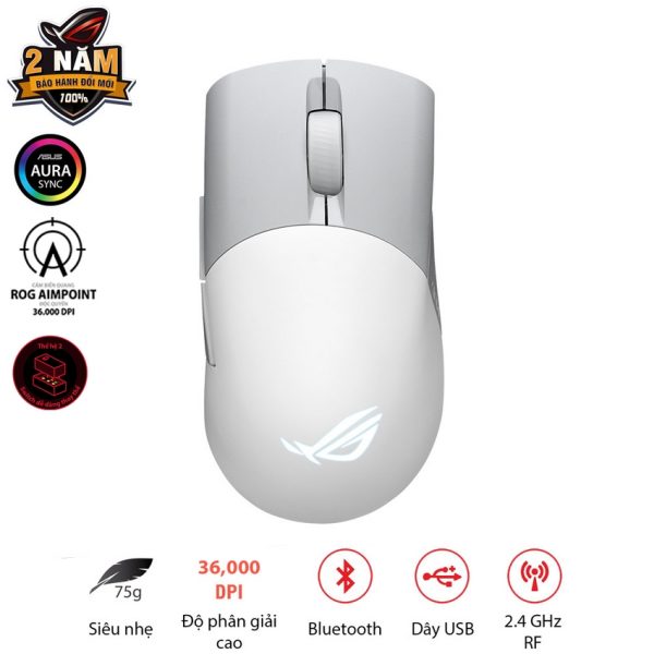 Chuột Gaming không dây ASUS ROG KERIS Wireless AimPoint White 90MP02V0-BMUA10