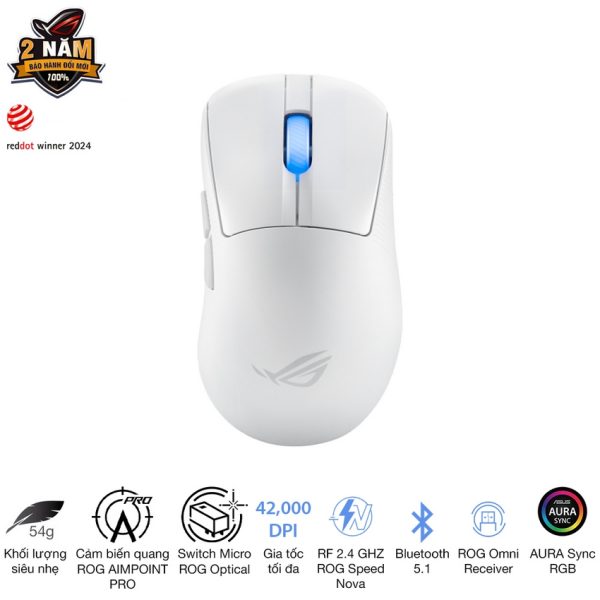 Chuột Gaming không dây Asus ROG Keris II Ace White