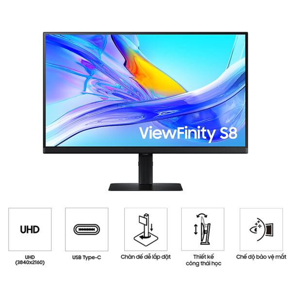 Màn hình Samsung ViewFinity S8 S80UD  LS27D804UAEXXV (27 inch/UHD/IPS/60HZ/5Ms/USB-C 90W)