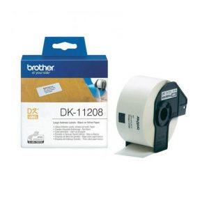 Giấy in nhãn Brother DK11208, 38mm x 90mm , Chữ Đen Nền Trắng