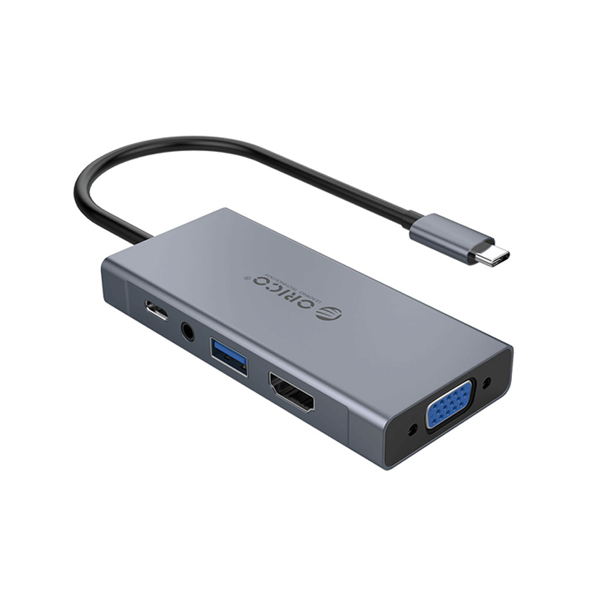 60505_cap_chuyen_doi_5_trong_1_orico_u501p_gy_2-1 Cáp chuyển đổi 5 trong 1 Orico U501P-GY (từ USB Type C sang HDMI + USB3.0 + VGA + AUDIO + PD)