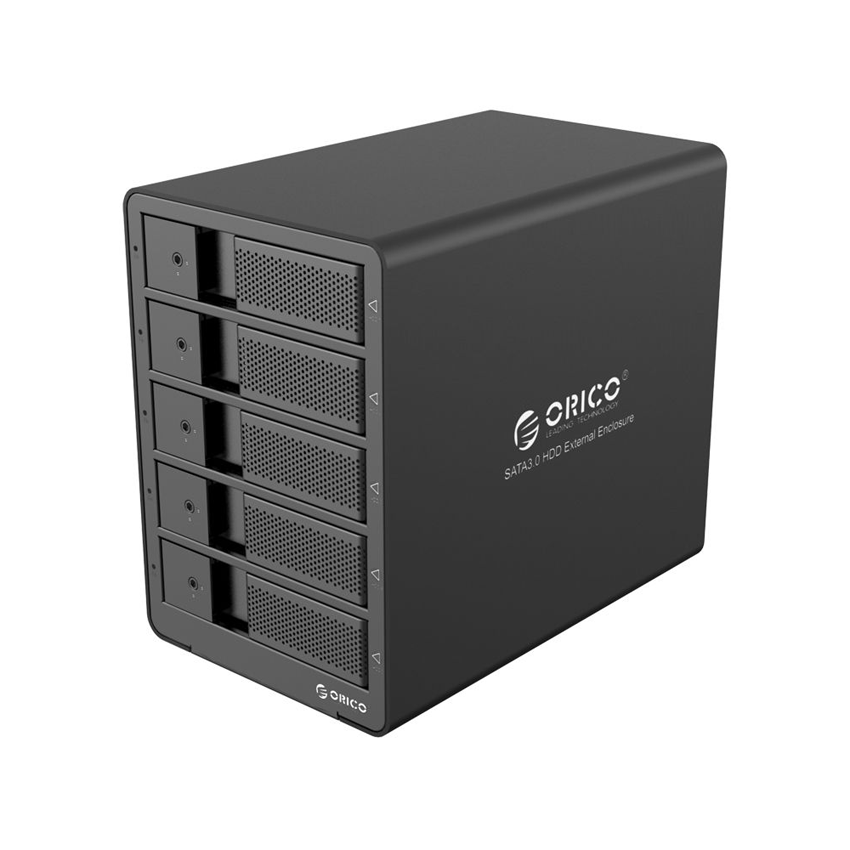 Hộp đựng 5 ổ cứng Orico 9558U3-BK Đen (Tương thích 3.5 inch và 2.5 inch)