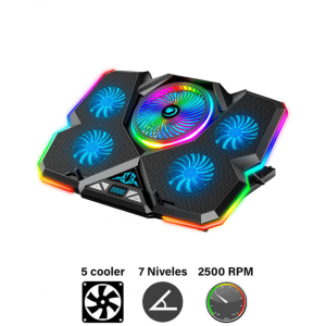 Đế tản nhiệt Laptop Coolcold K44 5 quạt màu xanh LED RGB