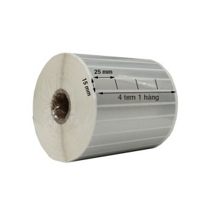 Giấy decal thường 25x15 x50m ( 4 tem 1 hàng )