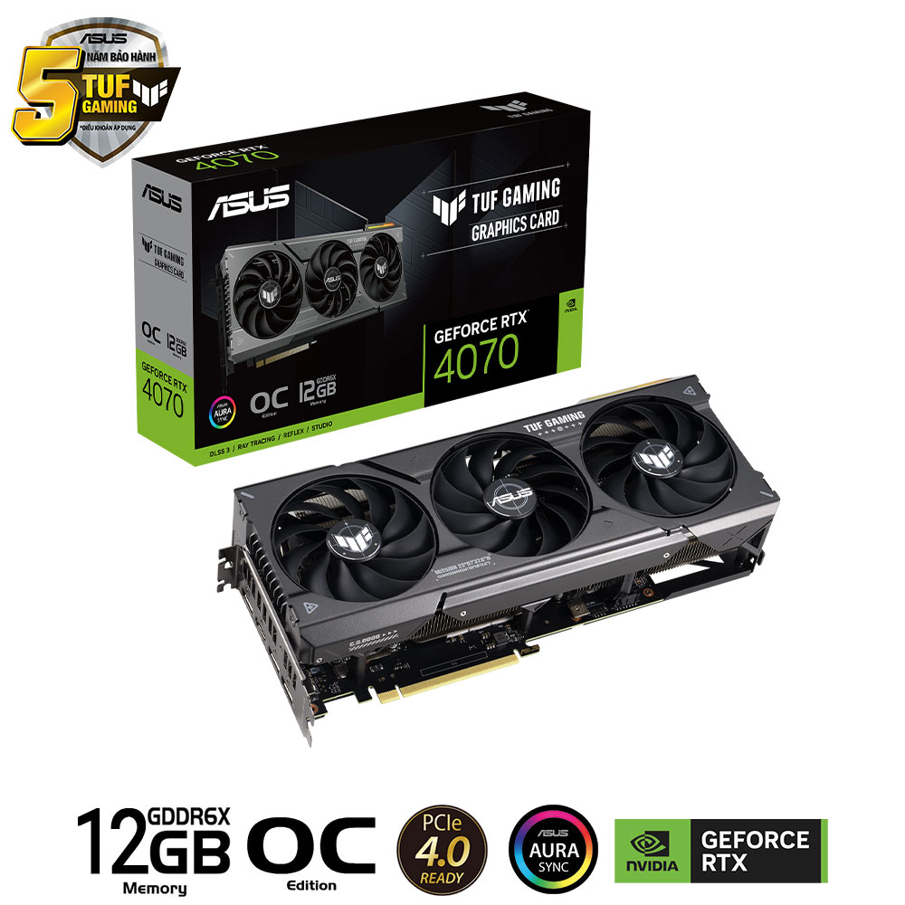 Card màn hình Asus TUF RTX 4070-O12G-GAMING GDDR6X