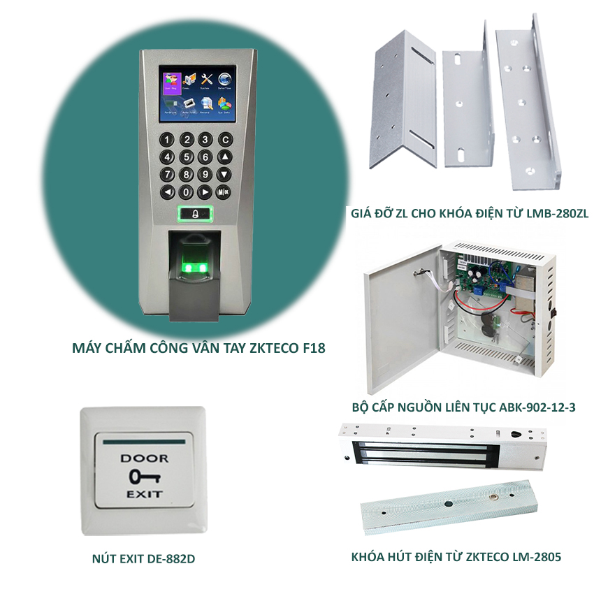Bộ Kiểm soát ra vào bằng vân tay cho cửa gỗ ZKTECO F18
