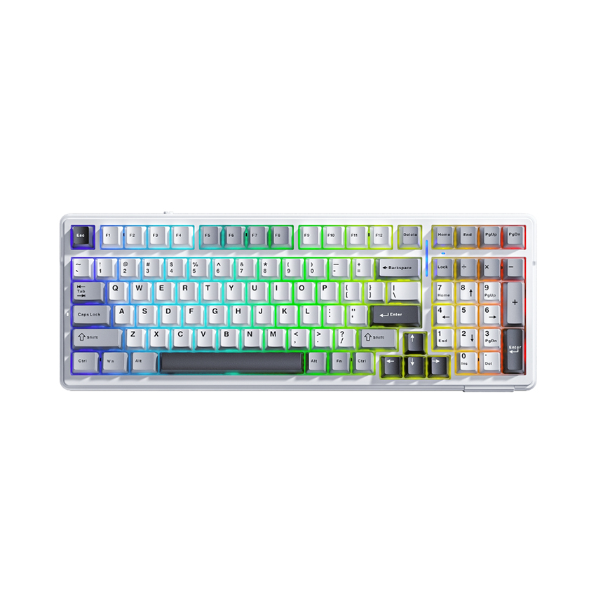 Bàn phím cơ AULA F99 3 mode (Xám trắng/Xám đậm), (3 Mode, Grey wood switch, led RGB)
