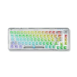 Bàn phím cơ AULA F68 3 mode Màu trắng trong suốt (TypeC + 2.4G + Bluetooth, Ice crystal switch, led RGB)