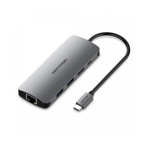 Giắc chuyển đổi từ TypeC sang TypeC Charging + HDMI 4K + LAN + 2*USB 3.0 Vention CMAHA