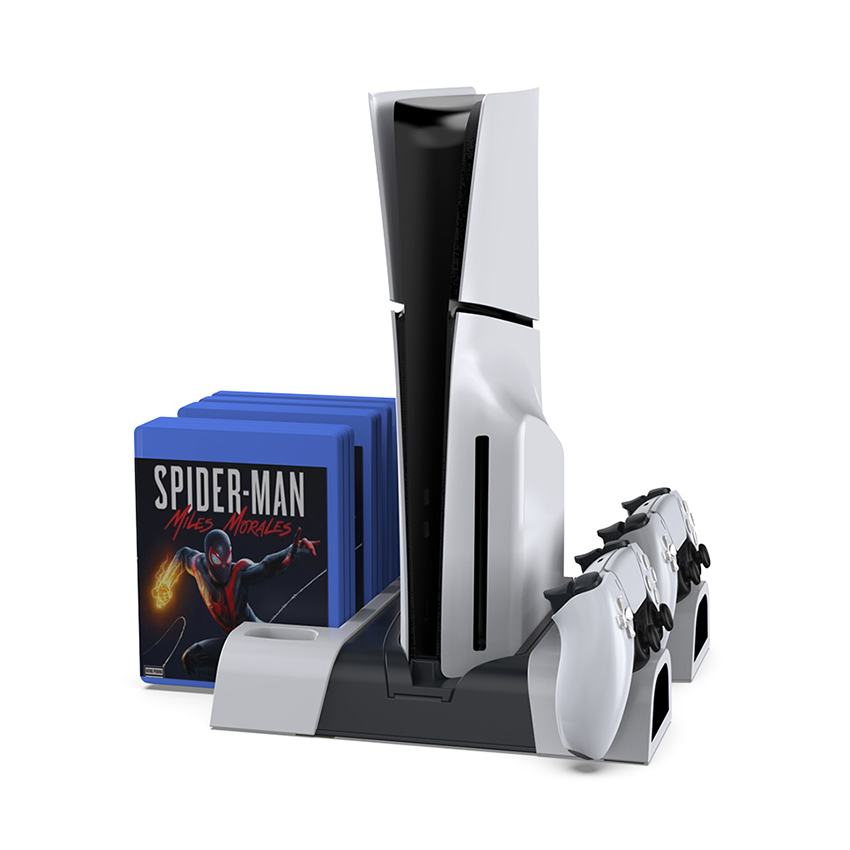 78051_de_dung_da_nang_kiem_sac_tan_nhiet_cho_ps5_slim_dobe_tp5_3536b_1-1 Đế đứng đa năng kiêm sạc tản nhiệt cho PS5 Slim Dobe TP5-3536B Màu Trắng (Có Khay Đựng Đĩa và Remote)