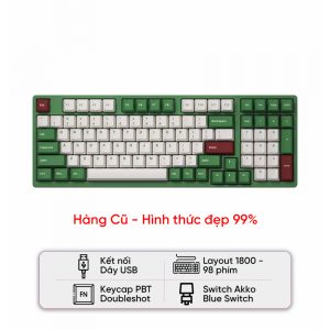 Bàn phím AKKO 3098 DS Matcha Red Bean (Akko Blue switch _ Cũ đẹp 99%)