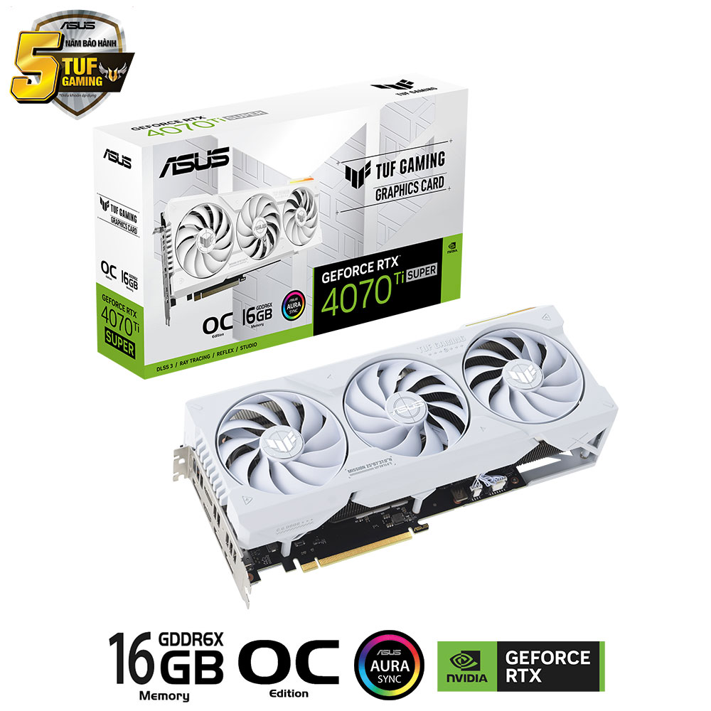 Card màn hình Asus TUF RTX 4070 Ti SUPER-O16G-GAMING WHITE EDITION