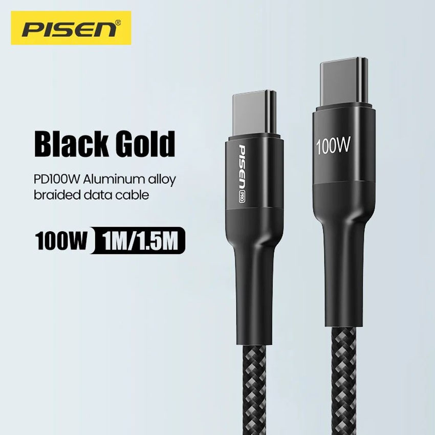 81510_cap_pisen_pro_black_gold_usb_c_pd100w_aluminum_alloy_braided_1__2_-1 Cáp PISEN PRO - Black Gold USB-C PD100W Aluminum Alloy Braided 1.5m Cable
