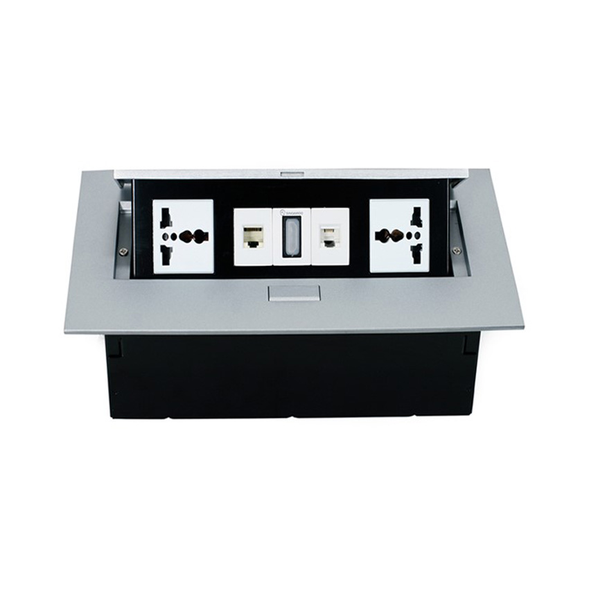 Bộ ổ cắm âm bàn Sino Amigo STS-212S ( 2 ổ 3 chấu + 2 ổ Mạng Cat5) (OCAM055)