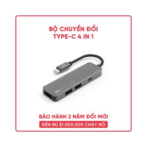 Bộ chuyển đổi 5 trong 1 Feeltek HCM005APWW2F (từ usb type c sang hdmi + usb3.0 + usb2.0 + sd + micro sd)