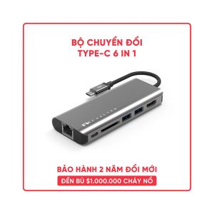 Bộ chuyển đổi 6 trong 1 Feeltek HCM006APWW2F (từ usb type c sang hdmi + rj45 + usb3.0 + sd + pd)