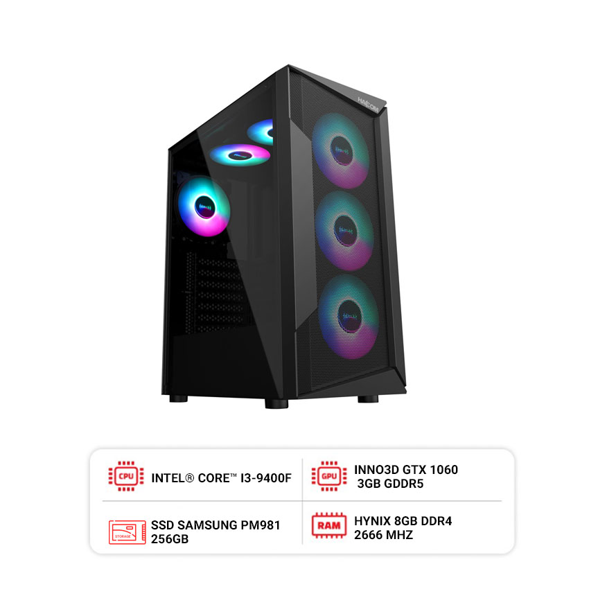 PC HACOM ESPORT GAMING 009 (I5 9400F/B360/8GB RAM/256GB SSD/GTX 1060)