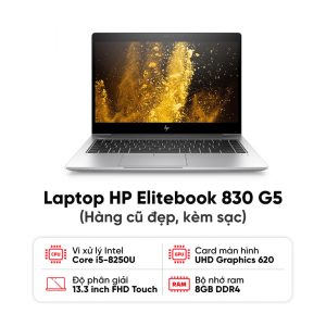 Laptop HP Elitebook 830 G5 / I5-8250U / 8GB RAM / 256GB SSD / Màn 13.3 inch FHD / Kèm sạc - Hàng cũ đẹp