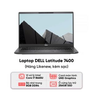 Laptop DELL Latitude 7400 / I7-8665U / 8GB RAM / 256GB SSD / Màn 14 inch FHD / Kèm sạc - Hàng cũ đẹp