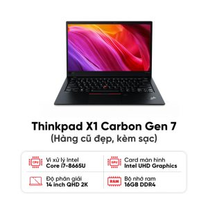 Laptop Lenovo Thinkpad X1 Carbon Gen 7 / I7-8665U / 16GB RAM / 256GB SSD / Màn 14 inch QHD 2K / Kèm sạc - Hàng cũ đẹp