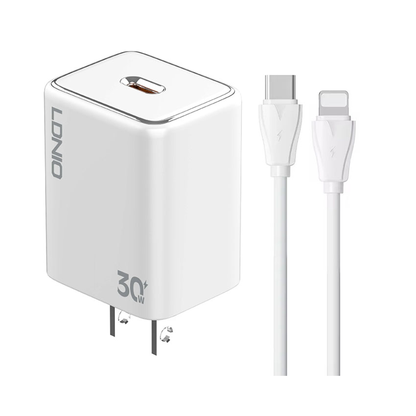 Củ sạc nhanh LDNIO PD 30W A1508C kèm cáp Type-C to Type-C