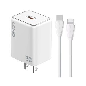 Củ sạc nhanh LDNIO PD 30W A1508C kèm cáp Type-C to Lightning