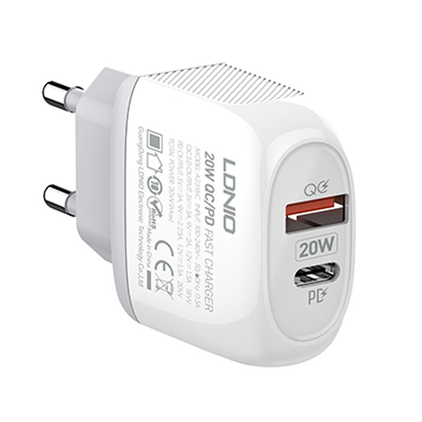Củ sạc nhanh LDNIO PD 20W A2313C kèm cáp Type-C to Lingtning