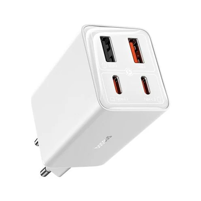 Bộ sạc nhanh hiệu Baseus GaN6 Pro 2C+2U 100W EU - Màu trắng (With Cable Type-C to Type-C 100W 1m White)