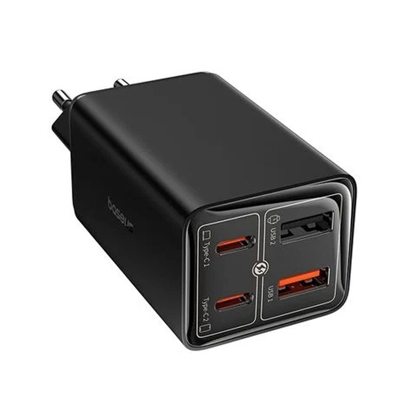 Bộ sạc nhanh hiệu Baseus GaN6 Pro 2C+2U 100W EU - Màu đen (With Cable Type-C to Type-C 100W 1m Black)