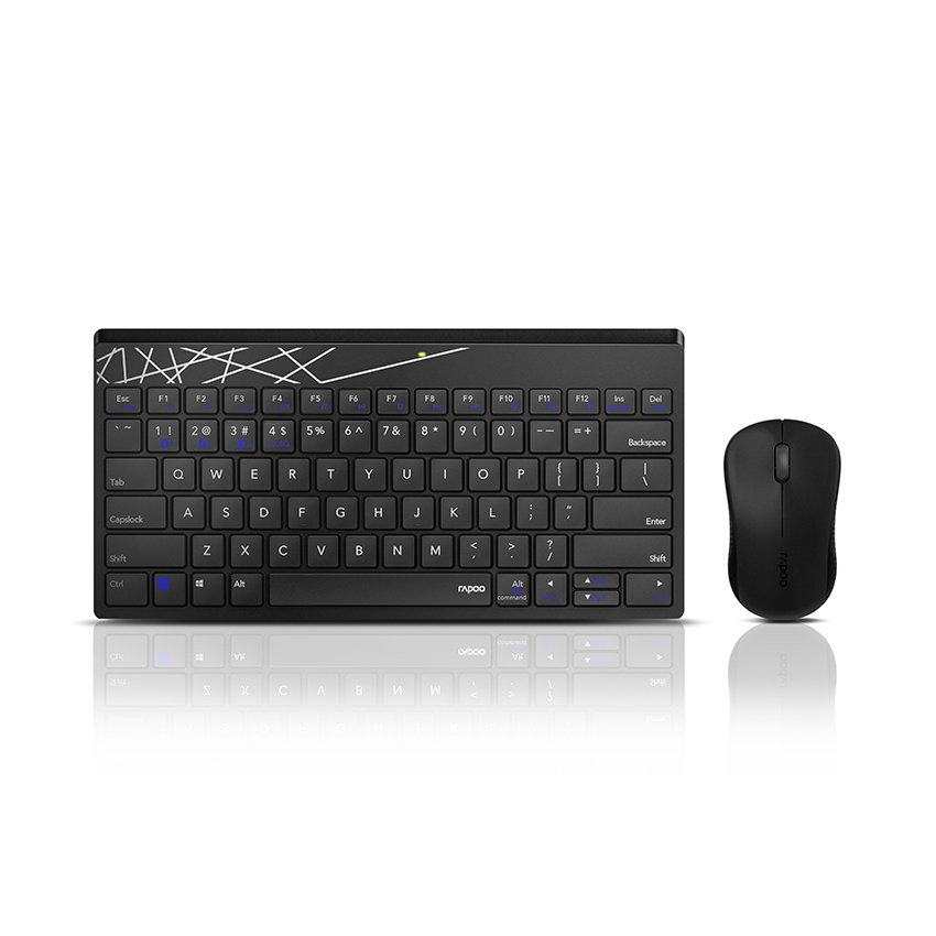 Bộ Bàn phím + Chuột không dây Rapoo 8000M màu Đen (USB/Bluetooth)