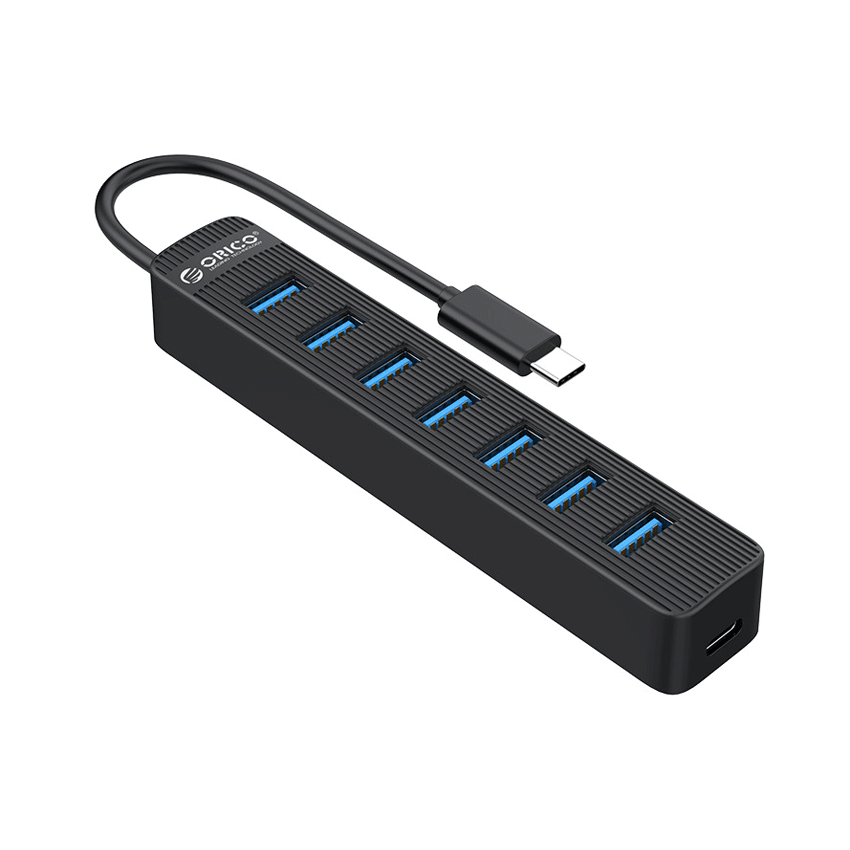 Bộ chia Type C ra 7 cổng USB 3.0 Orico TWC3-7A-BK-EP