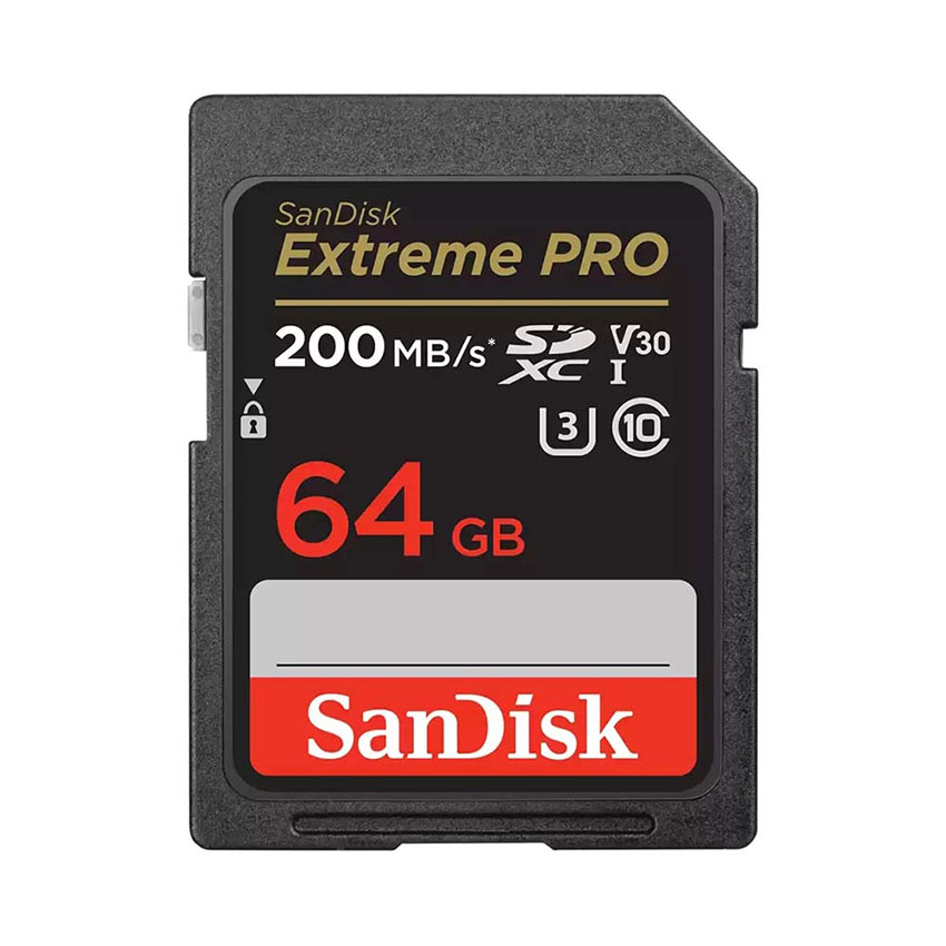 Thẻ nhớ Sandisk 64GB SDHC Extreme Pro,U3 V30, 200MB/s SDSDXXU-064G-GN4IN
