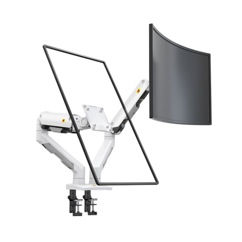 Giá Treo 2 Màn Hình North Bayou G55 (27 - 34 inch) Kẹp Bàn - Màu Trắng