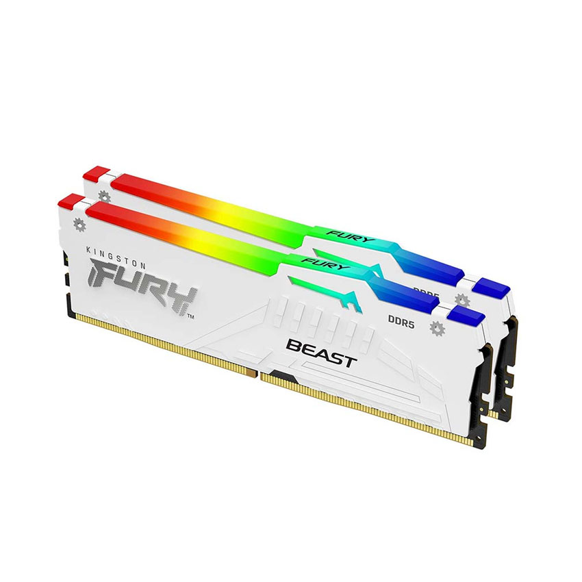 Ram Desktop Kingston Fury Beast RGB White (KF556C40BWAK2-32) 32GB (2x16GB) DDR5 5600MHz