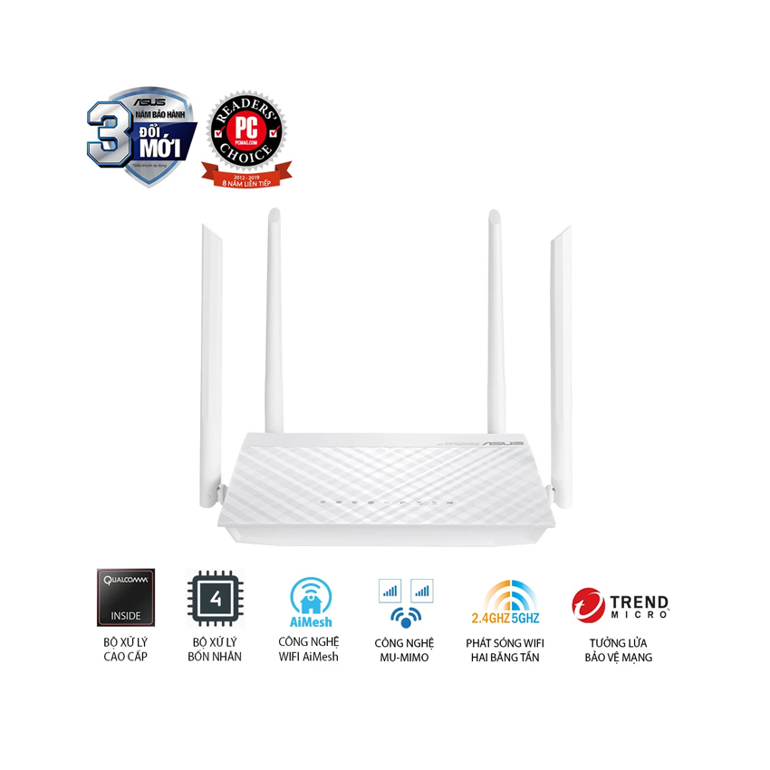 Bộ phát wifi ASUS RT-AC59U Trắng Wireless AC1500Mbps