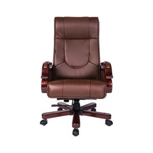 Ghế lãnh đạo cao cấp THE ONE TQ01 (Đệm bọc da thật/Chân tay gỗ sơn)