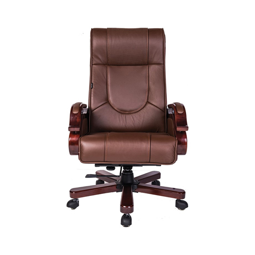 Ghế lãnh đạo cao cấp THE ONE TQ01 (Đệm bọc da thật/Chân tay gỗ sơn)
