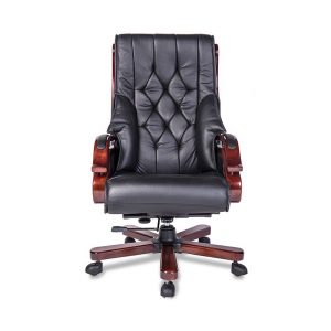 Ghế lãnh đạo cao cấp THE ONE TQ08 (Đệm bọc da thật/Chân tay gỗ sơn)