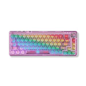 Bàn phím cơ AULA F68 3 mode Màu hồng trong suốt (TypeC + 2.4G + Bluetooth, Ice crystal switch, led RGB)