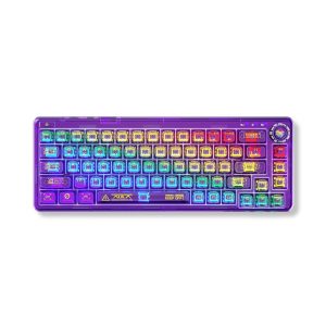 Bàn phím cơ AULA F68 3 mode Màu tím trong suốt (TypeC + 2.4G + Bluetooth, Ice crystal switch, led RGB)